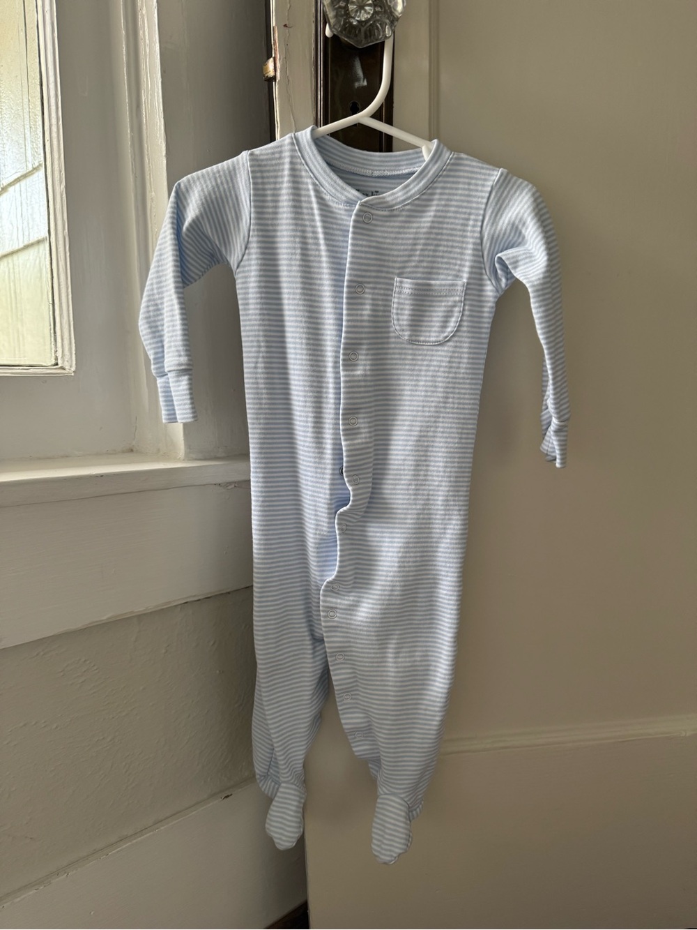 Kissy Kissy Light Blue & White Striped Footed One-Piece